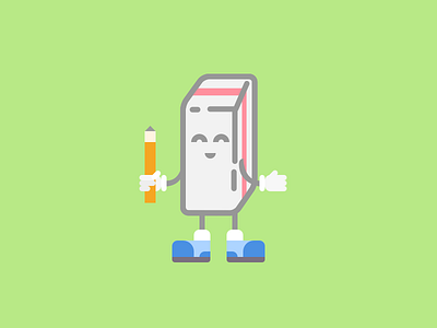 Eraser character eraser flat sketch vector