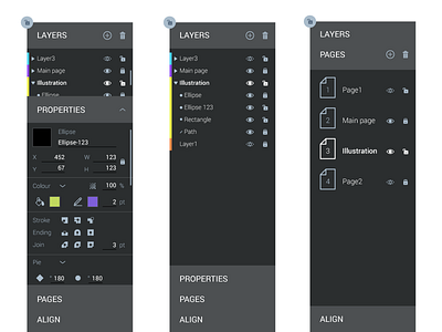 Layers  Properties And Pages Panel