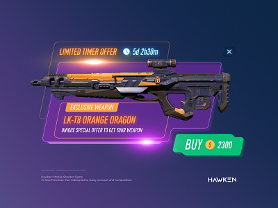 Hawken - In App Purchase (Offer) buy now composition ecommerce game game app game art game design game ui game ux games in app purchase interface design mobile ui offer purple shooter game ui user interface ux