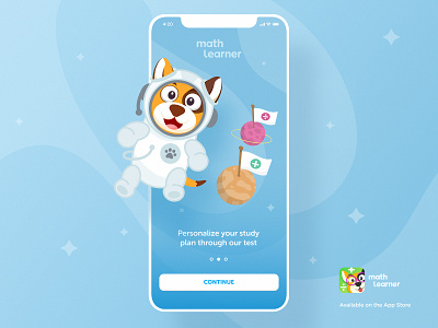 Math Learner - Character Design app design button character design dog education education app educational app game art math math learner onboarding paywall planet product design slider space ui ux