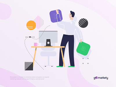 Gomarkety - Illustration Human Desktop animation branding computer design desktop desktop app desktop design ecommerce human icon illustration logo pattern people purple ui user interface vector