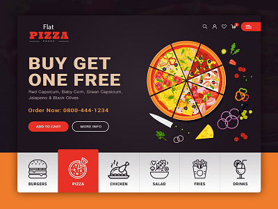 Flat Pizza appdesign branding design html5 icon photoshop responsive design typography ui ux uiuxdesign userexperiance userinterface uxdesigner web webdesign