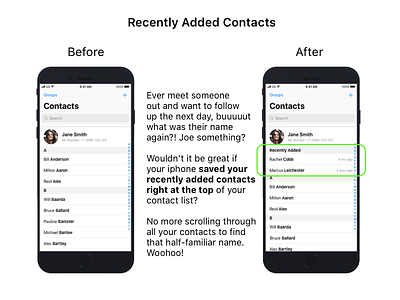 Recent Contacts for iPhone contacts sketch ui design ux design wireframes