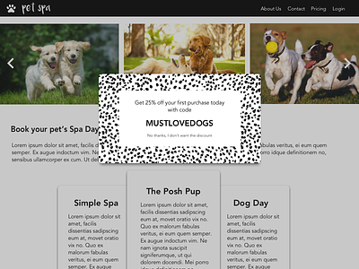 Pet Spa Pop Up daily ui discount dogs pop up responsive ui ux visual design web
