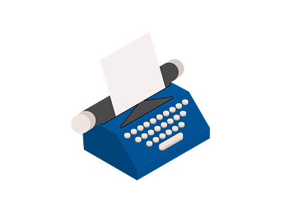 Typewriter - Isometric (Blue) isometric typewriter