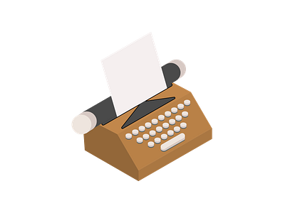 Typewriter - Isometric (tan) isometric typewriter