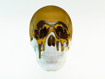 Gold skull 3d c4d cinema4d gold letter skull