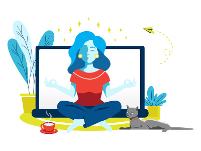 Keep Calm blue cat chillin guru illustration illustrator keep calm mood om relaxed vector vector art yoga yoga pose