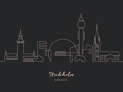 One line Stockholm city illustration one line skyline stockholm sweden vector