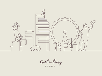 One line Gothenburg city gothenburg illustration one line skyline sweden vector