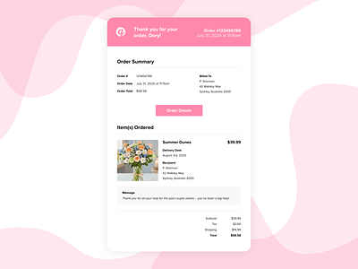 Daily UI 017: Email Receipt 017 daily dailyui017 design ecommerce email email design email marketing figma flower shop practical receipt ui
