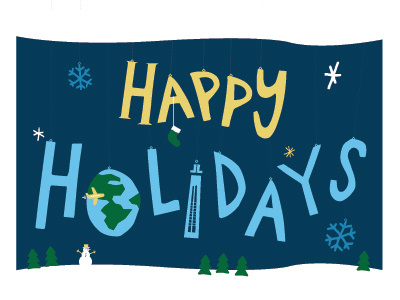 Holiday Card christmas happy holidays holidays new year ornaments snow snow man snowflakes study abroad travel trees
