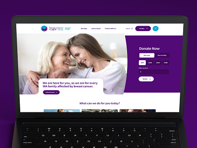 Homepage design for a breast cancer care company