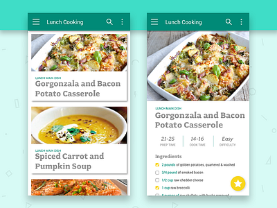 Material Recipe Browse browse cards food google material material design mobile recipe ui