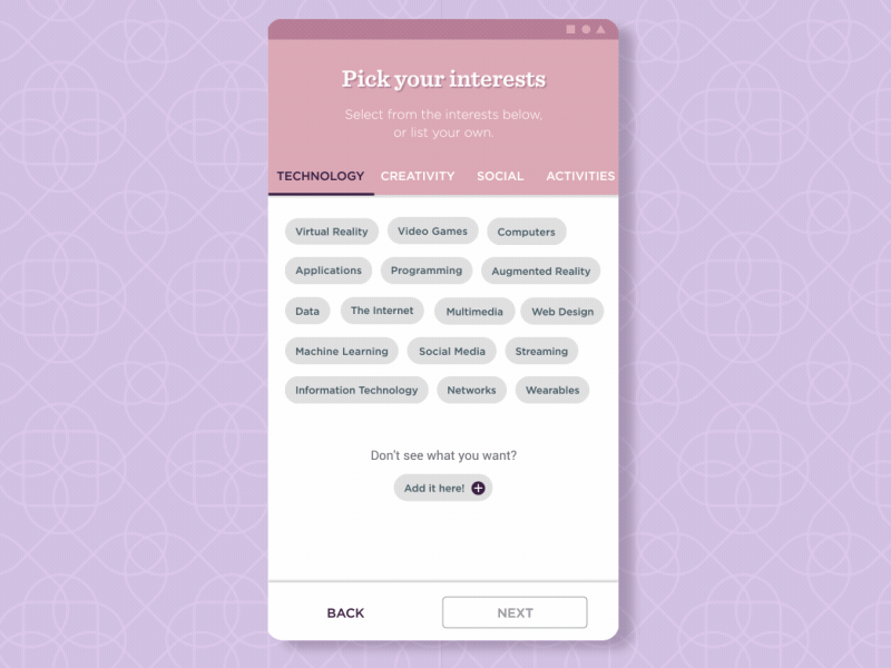 Interest Picker after effect app interaction design material design microinteractions mobile motion motion design sketch ui ux