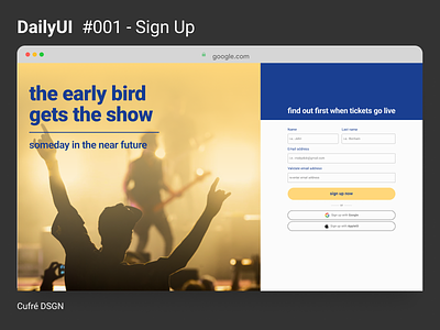 DailyUI #001 - Sign Up dailyui design graphic design ui ux