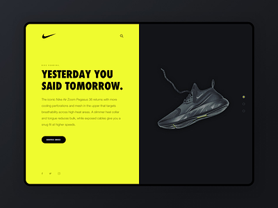 Nike split screen interface neon nike sneakers split screen ui design web design