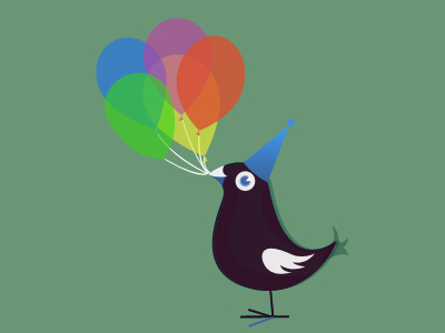 Bird and balloons birthday illustration kids vector