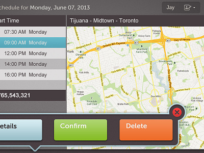 Scheduling interface design gps map menu scheduling submenu touchscreen ui ux
