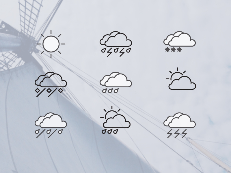 Weather Icons 2.0 line outline icons weather unused flat psd freebie