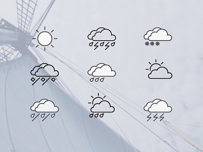 Weather Icons 2.0 flat freebie icons line outline psd unused weather