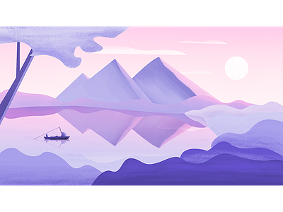 lake day dusk illustration lake night