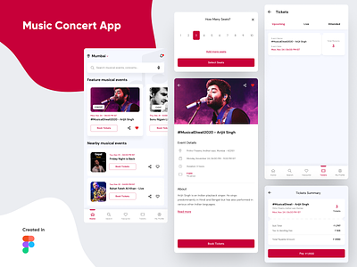 Music Concert App 2020 trends android app application ui design art designer figmadesign minimalist mobile app mobile ui music app trendy design uiuix