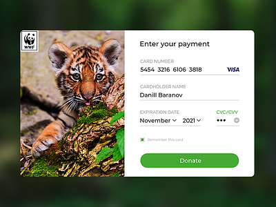 Daily Ui #002 checkout credit card donate tiger wwf