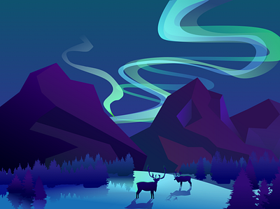 Aurora Borealis illustration vector