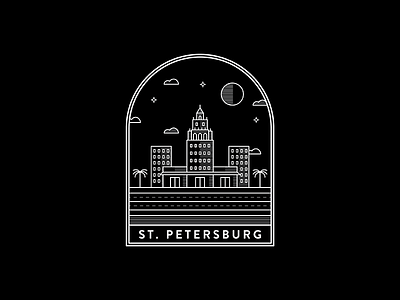 St. Petersburg, Florida badge blackandwhite design graphicdesign illustration linework logo st petersburg