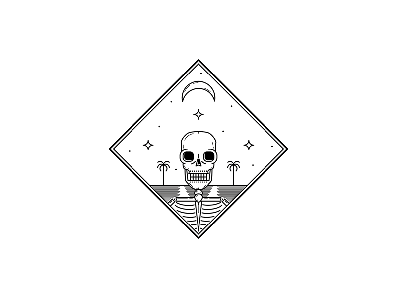 Dead Summer illustrator beach summer linework design illustration skeleton skull
