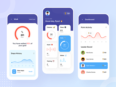Health & Activity Tracking App activity app appdesigner application design fit fitness goal gym health healthcare healthy ios step tracking wellness
