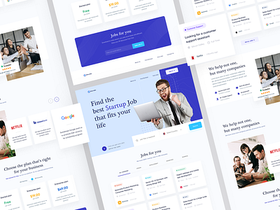 Job Finder Web Design comapnies design find fit job job application jobs landing marketplace most remote job search startup ui webdesign website