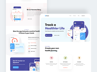 Health Tracker App Landing Page 2020 activity health health app health care healthcare landing landingpage modern track tracking trend ui userinterface uxui website website design