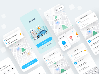 Ride Sharing App Design app booking clean design interface ios minimal mobile mobile app mobile design rideshare taxi ui user interface ux ux design vector