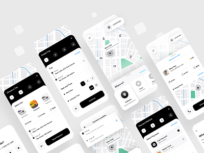Ride Sharing App Design 2020 2020 design app booking designer dribbble ios location minimal mobile product ride ridesharing sharing taxi trend ui ux vector