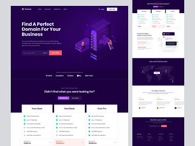 Web Hosting Landing Page branding design hosting illustration ios logo ui ux web