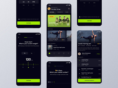 Fitbuddy - Gym and Workout App Design android app clean dark fitnes interaction ios mobile app product ui userexperience ux workout