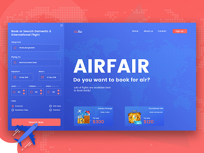 AIRFAIR Homepage airticket clean flight interface ui web