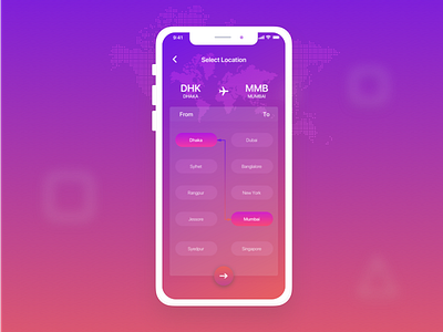 E-air Ticket App - Select Location