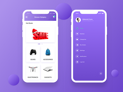 Ecommerce App - "Category & Sidemenu" Screen app ecommerce ios ios11 sale shop trend x