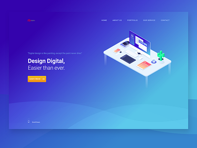 "Design Digital" Web Header Exploration blue clean design digital header illustration page trend web