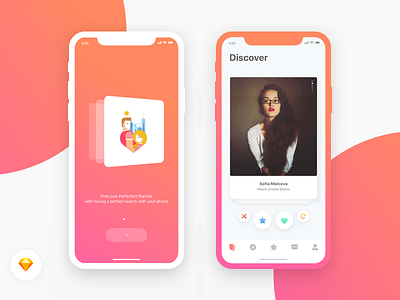 Dating App - " Onboarding & Discover" Screen app bae camera dating finder friend friends invite iphonex money onboarding