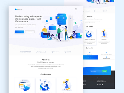 Volume Insurance Website" - (Light) app bank clean design illustration interface money typography ux vector web