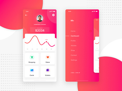 Financial App- Dashboard and Sidemenu Exploration app clean digital finance gradient mobile money ui ux wallet
