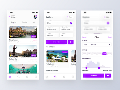 Hotel Booking_Filter and Search Screen analytics dashboard app app design best design book clean design filter find hotel hotel booking illustration mobile popular trip ui