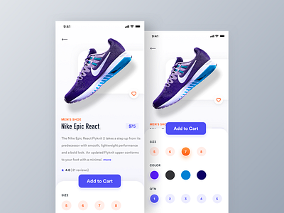 NIke Shoe iOS App app clean design ecommerce ios mobile nike nike air shoe sneaker ui