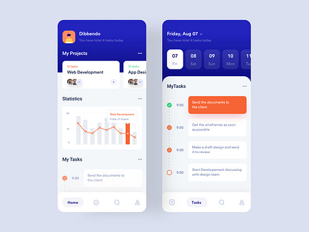 Task Manager App UI by Dibbendo on Dribbble