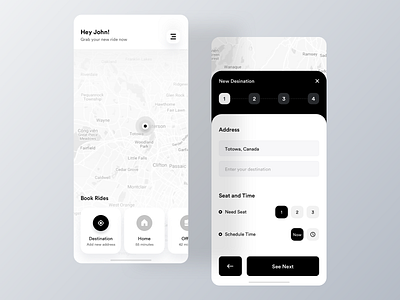 Minimal Ride Share App Design