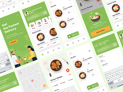 Food Delivery App app burger button cart concept delivery food graphics icon interface list search ui ux